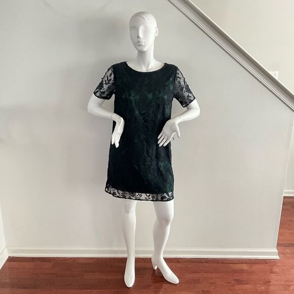 ModCloth Era Twilight Black Lace Overlay Dress L - Picture 6 of 9